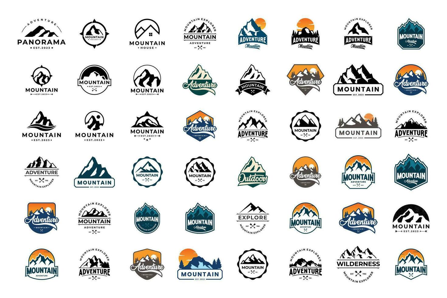 Collection of adventure badge logo design. vector