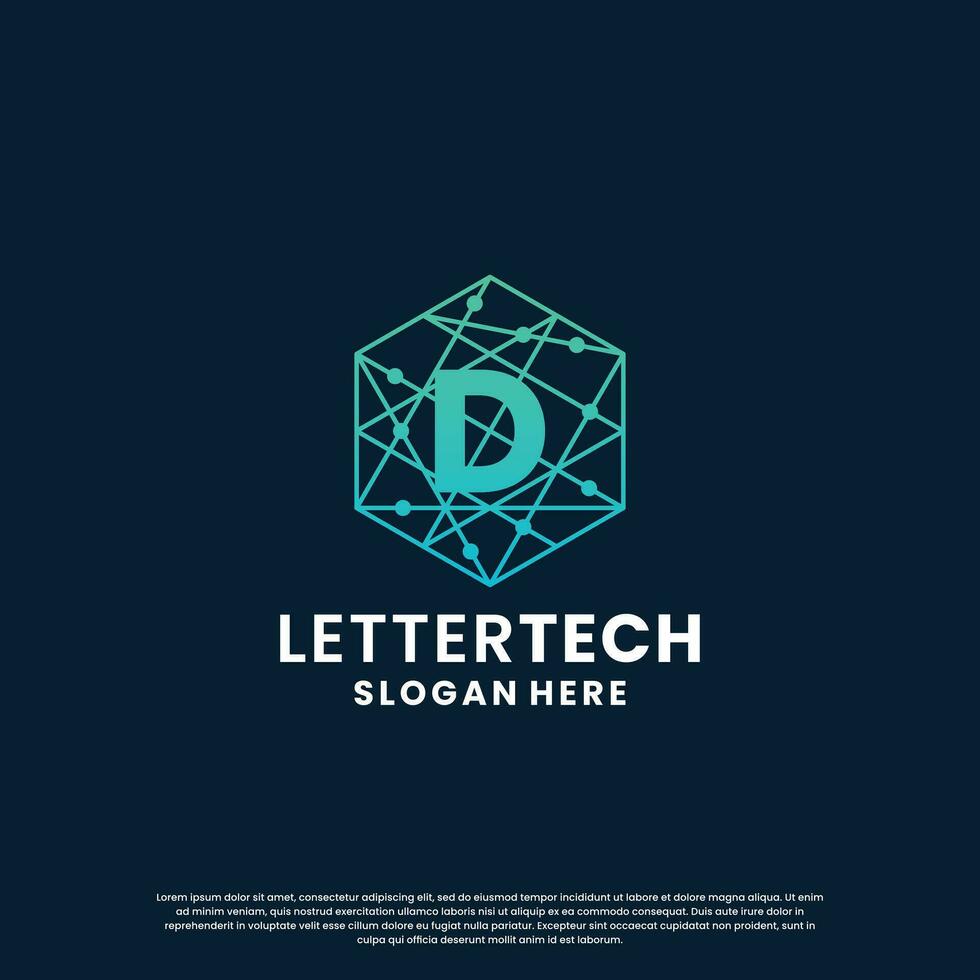 letter D logo design for technology, science and lab business company identity vector