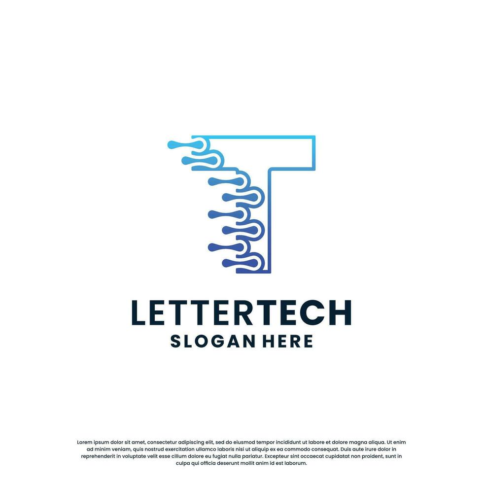 creative letter T tech, science, lab, data computing logo design for your business identity vector