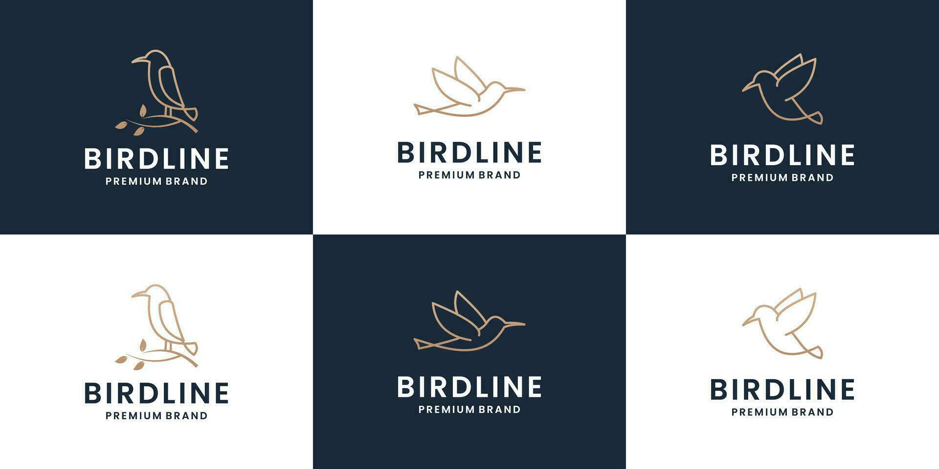 Set of bird logo template with line art style. creative abstract bird logo collection. vector