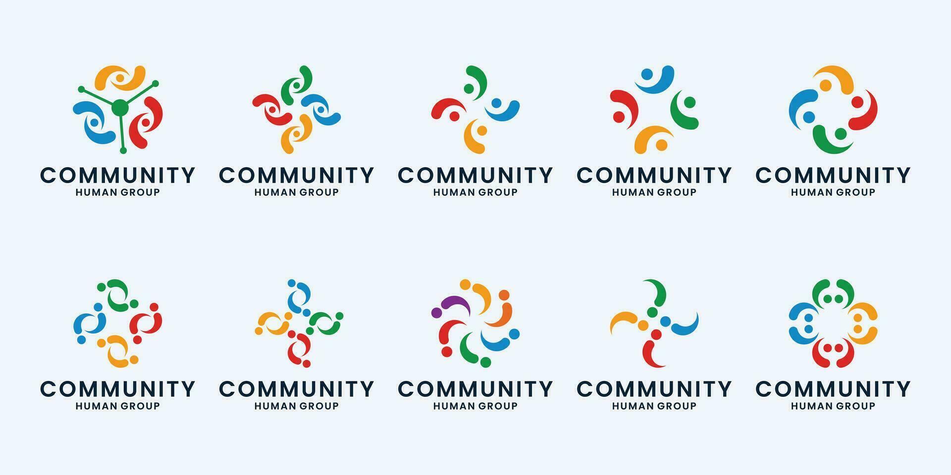 set of human community logo design collection. vector