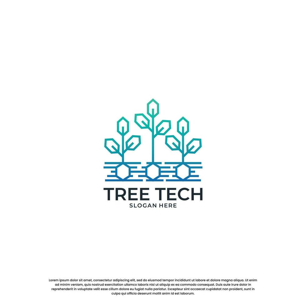 modern tree tech logo design. growth technology logo inspiration vector