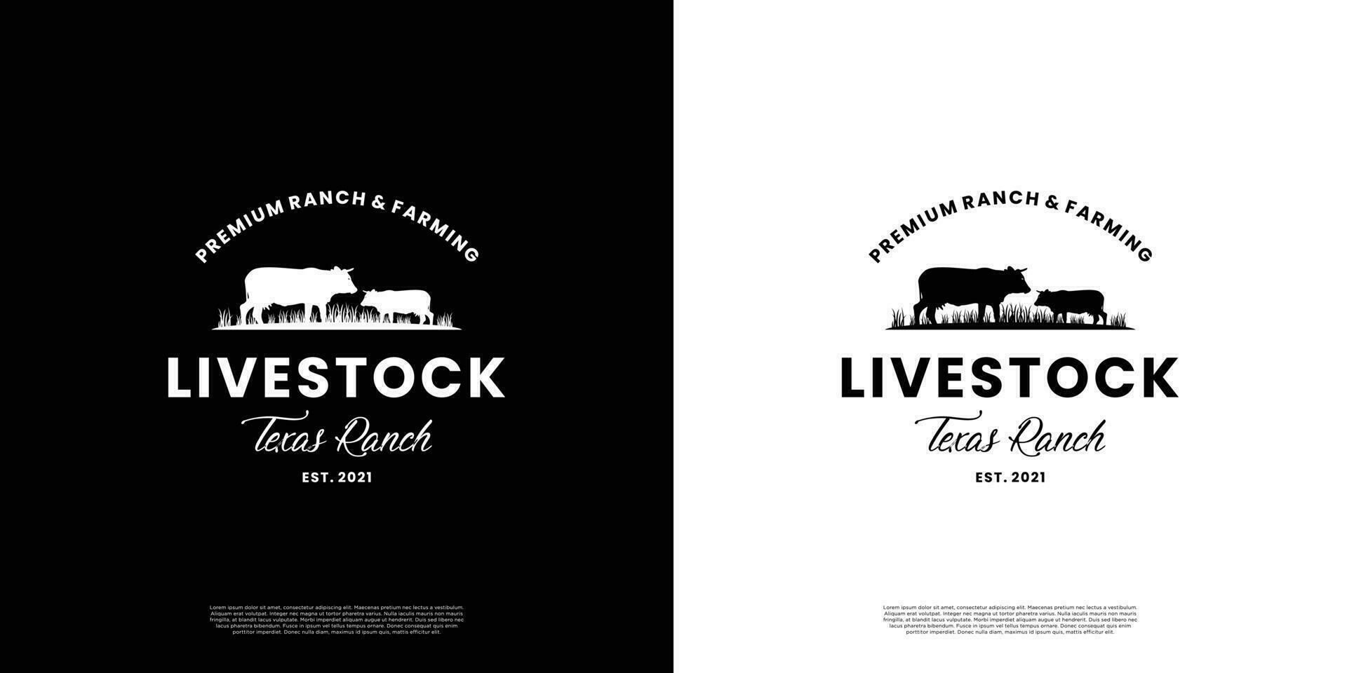 livestock retro logo design for ranch and farmer vector