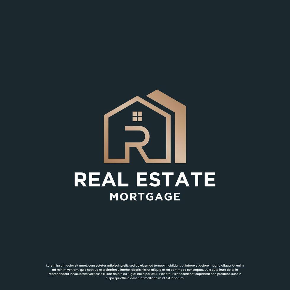 house combine with letter R logo design for your business vector