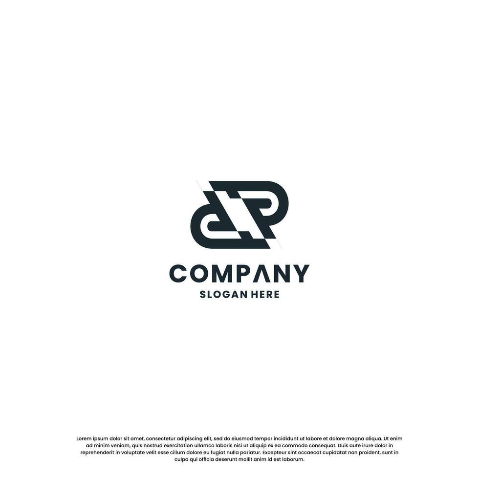 monogram letter P R logo design template vector