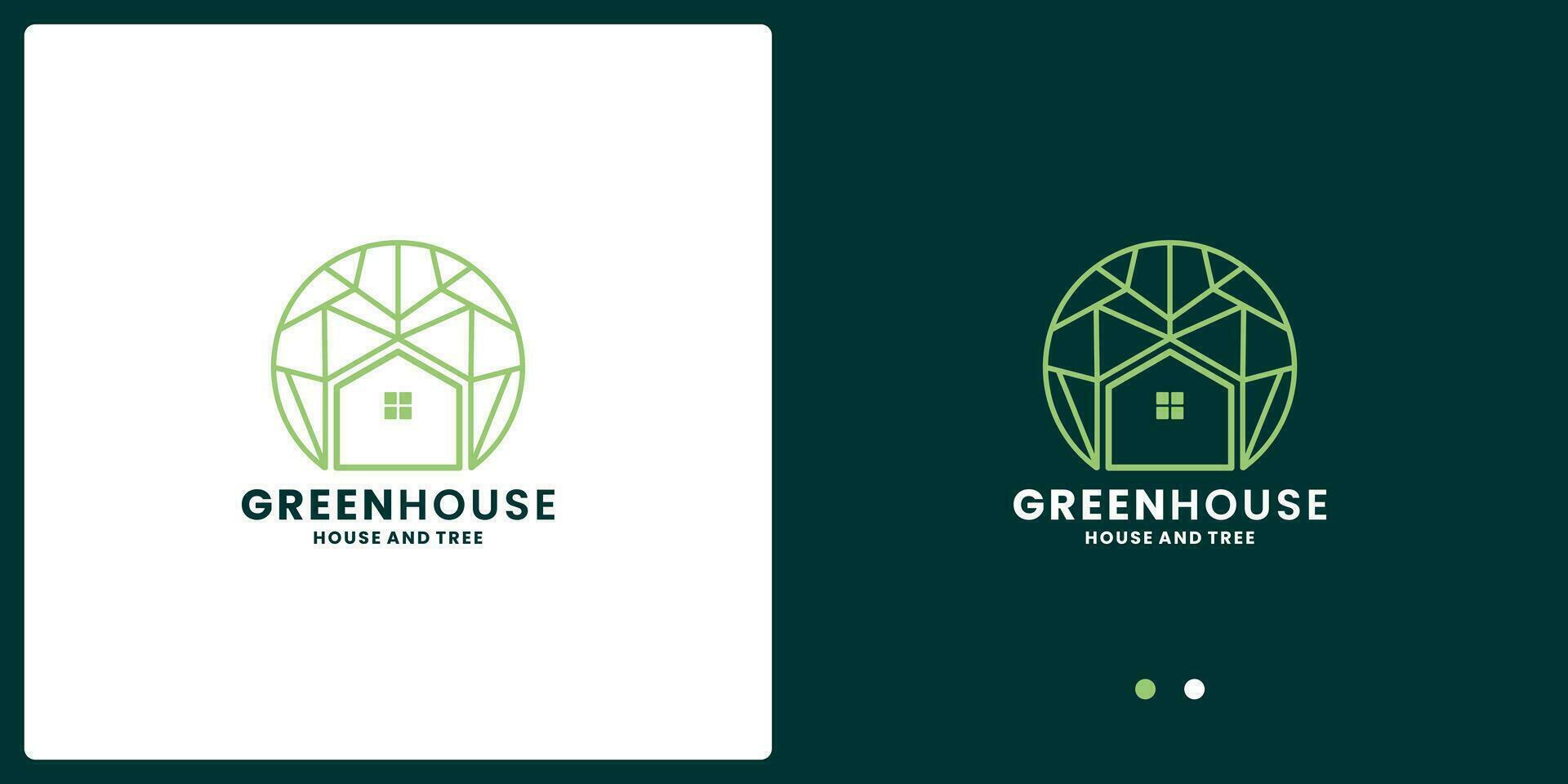 green house with globe logo design combination vector