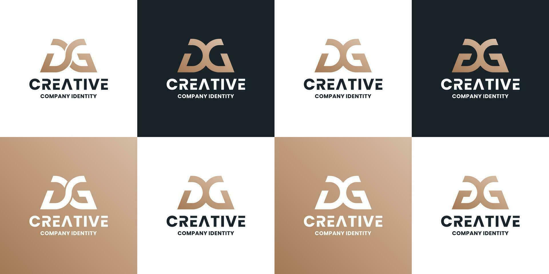 set of letter D G logo design collection. golden D G initials symbol vector