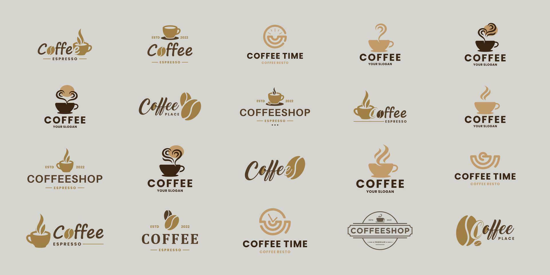 set of coffee emblem, coffee badge logo design inspiration. vector