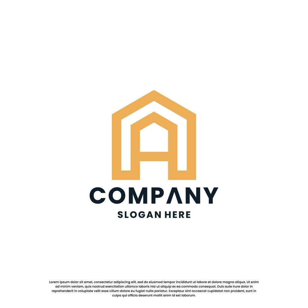 creative house combine with letter A logo design monogram vector