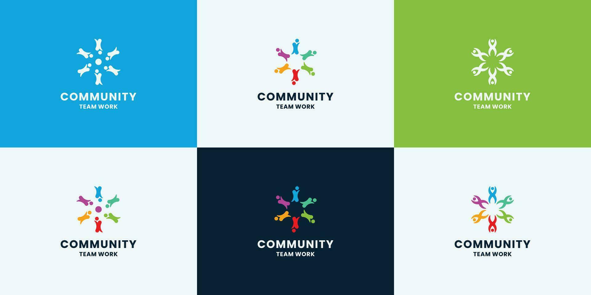 set of community logo design for group and team vector