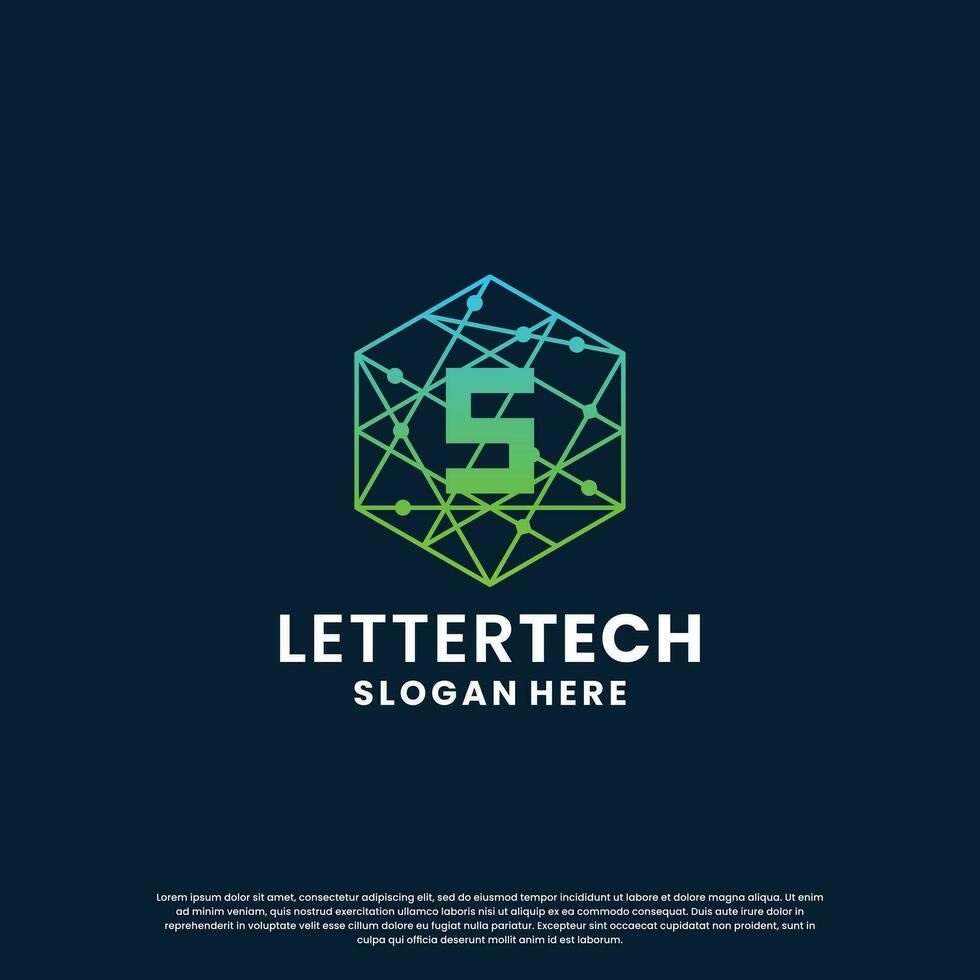 creative letter S tech, science, lab, data computing logo design for your business identity vector