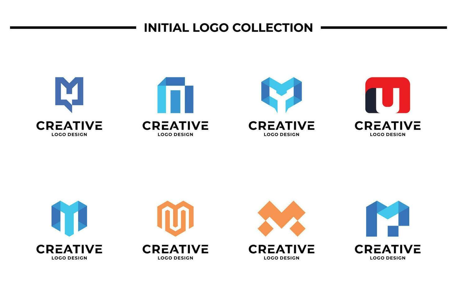 Set of creative letter M logo design template. Business logotype, Brand symbol and Icon abstract. vector