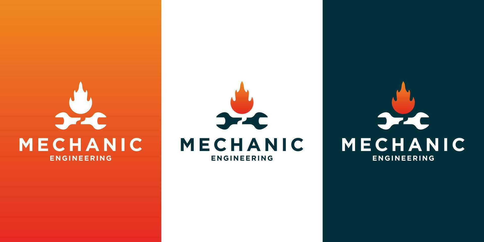 creative logo design for mechanical and garage business with gradient color vector