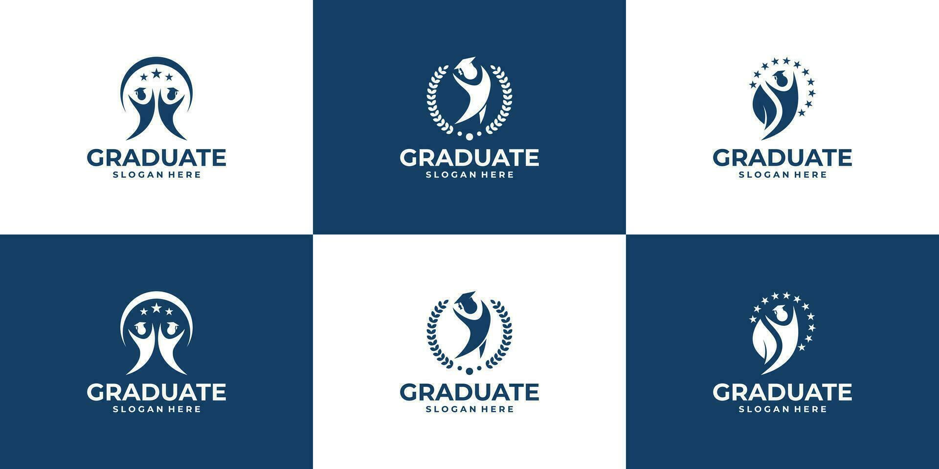 conjunto de educación y graduación emblema logo diseño. vector
