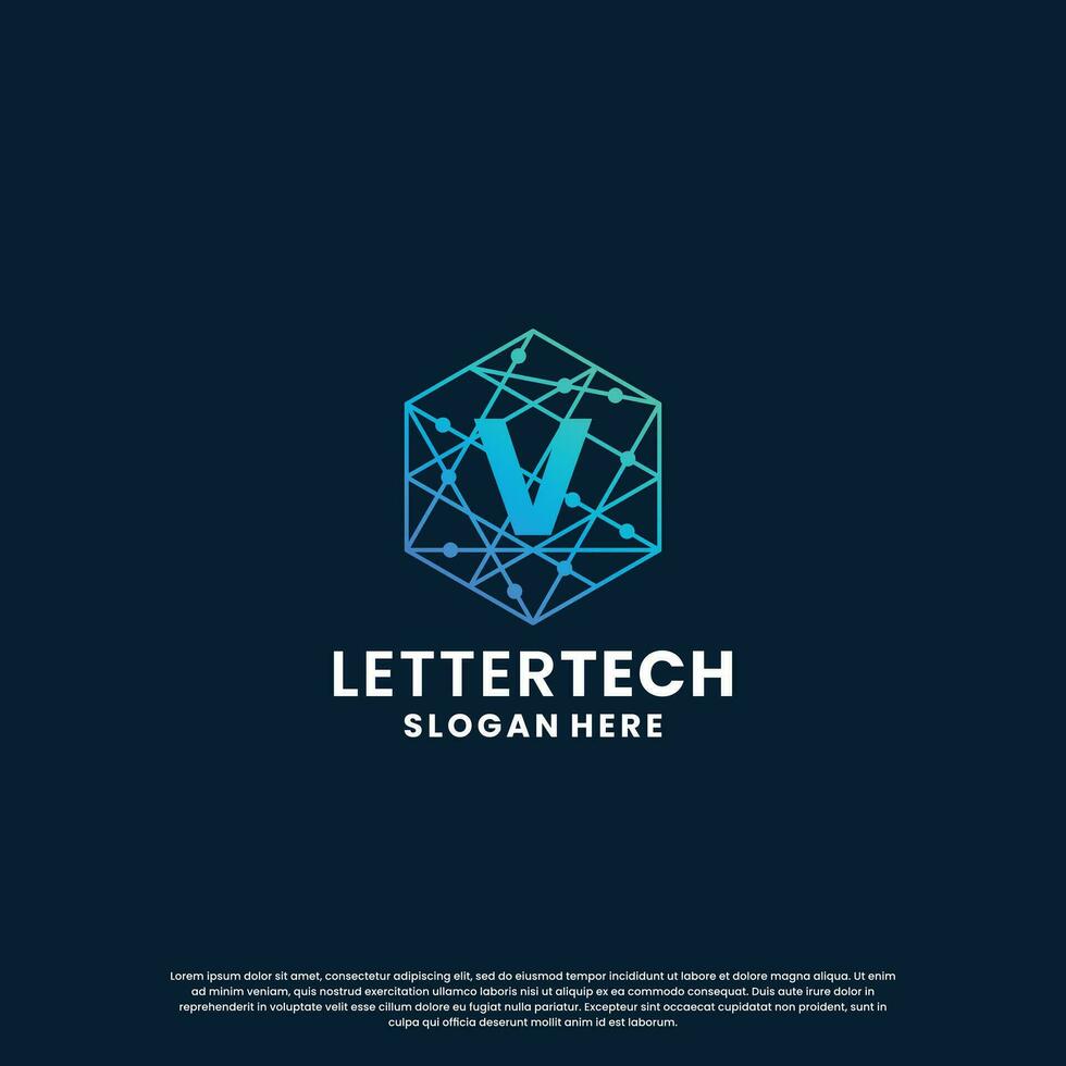negocio letra v logo diseño para tecnología, laboratorio, ciencia, informática empresa vector