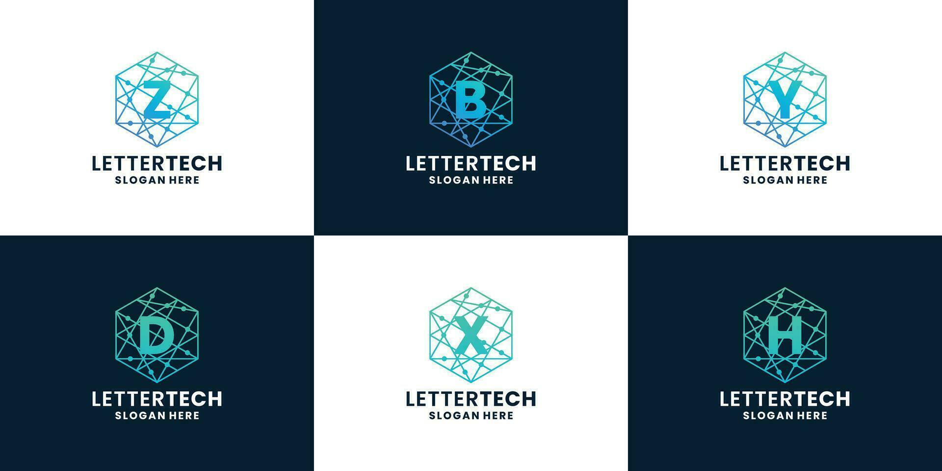 iniciales tecnología logo colecciones letra un a z combinar con tecnología estilo vector