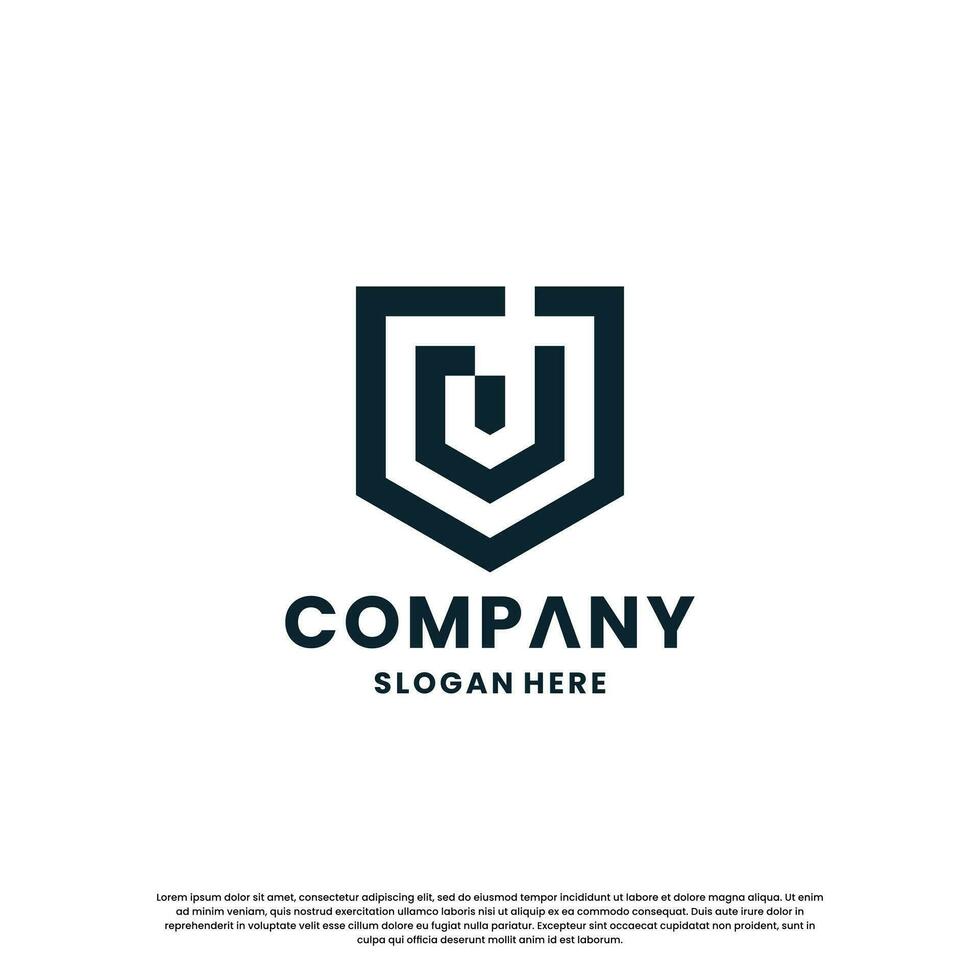 creative monogram letter J with shield combination logo design template vector