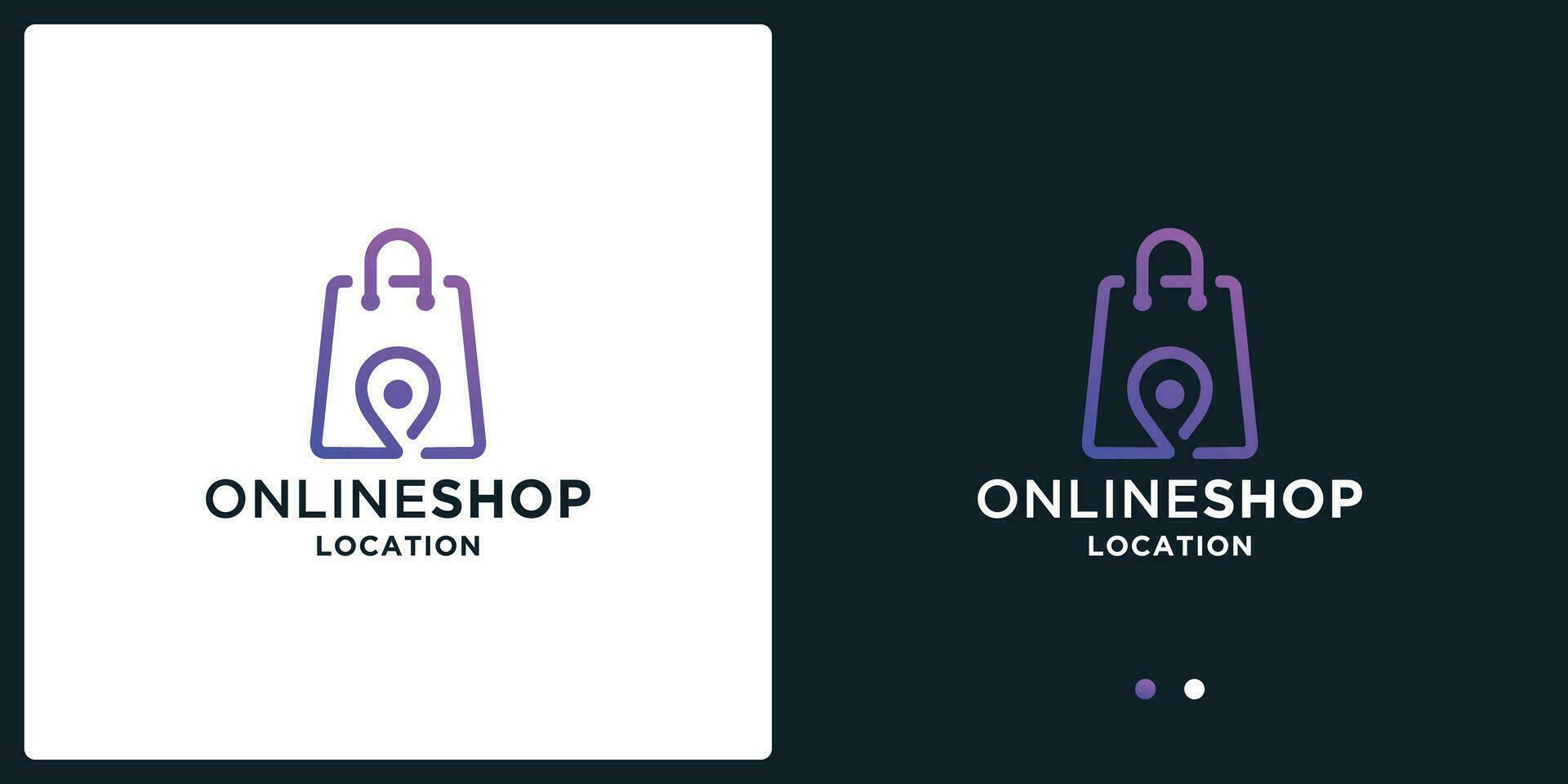 online shop location logo design with line art style and gradient color vector