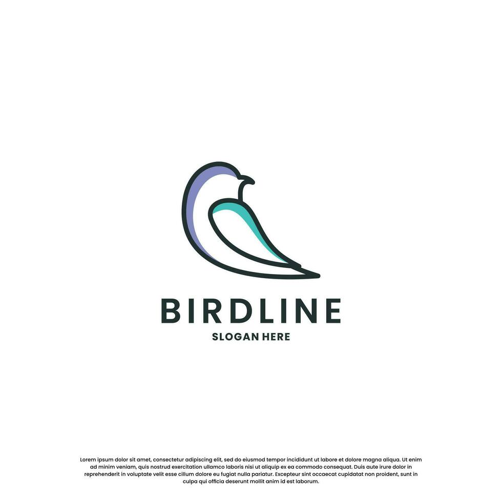 modern bird line logo design. minimalist bird logo template. vector
