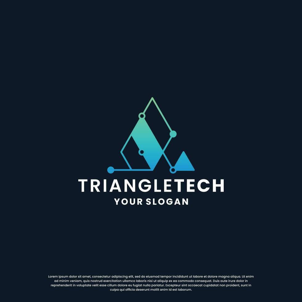 abstract logo for technology. triangle shape and connection circuit concept vector