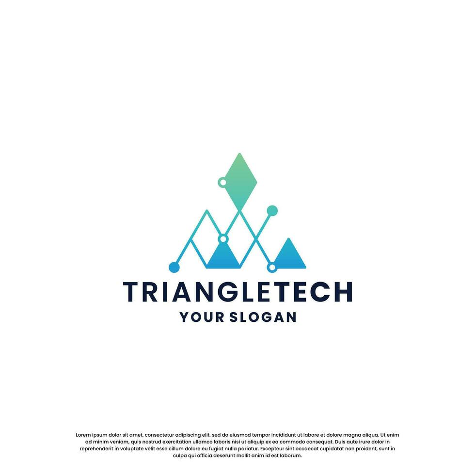 abstract logo for technology. triangle shape and connection circuit concept vector