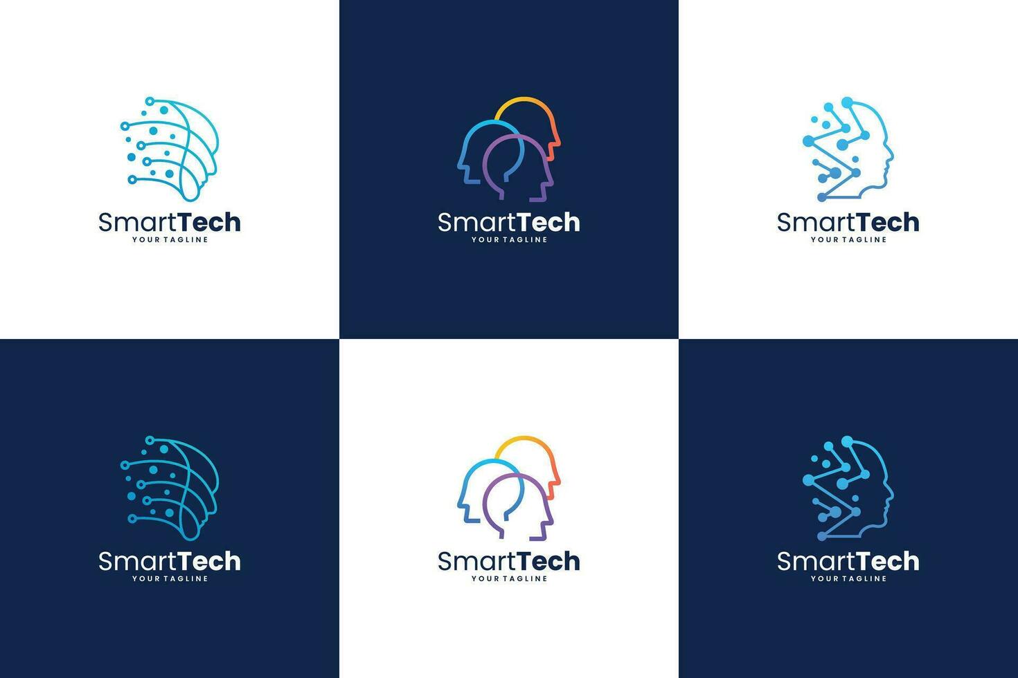 conjunto de artificial inteligencia logo diseño. inteligente tecnología, digital conexión concepto. vector