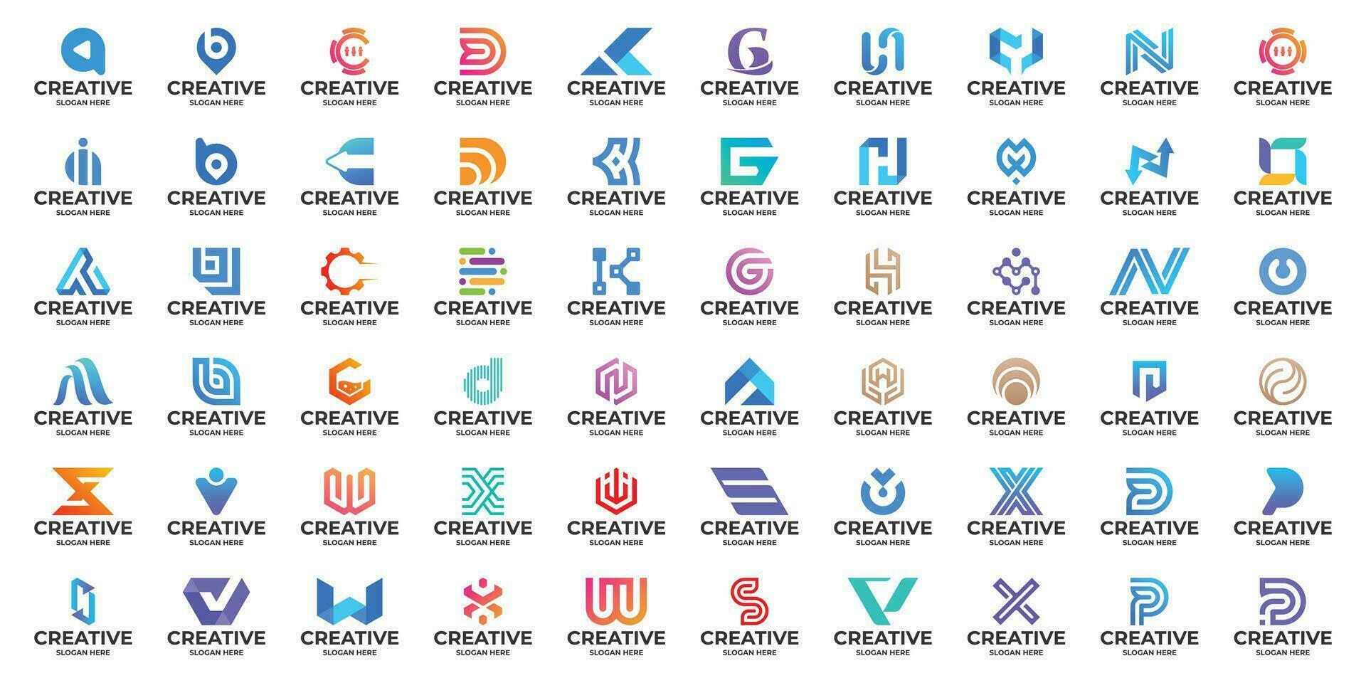 Collection of abstract letter A to Z monogram logo design template. vector