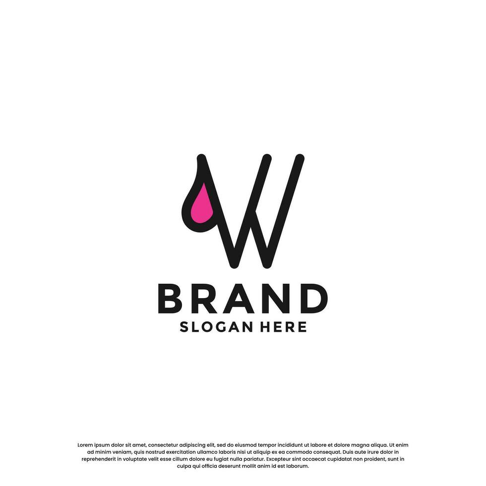 letter W with drop combination logo design inspiration vector