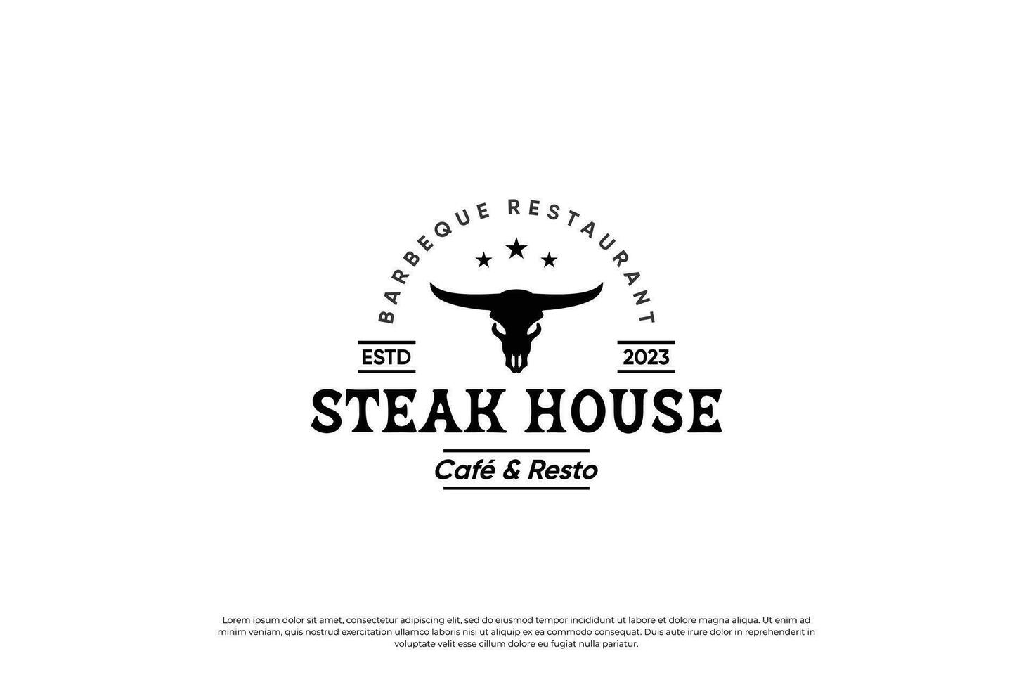 Steak house, barbecue and grill logo design. Retro label for restaurant. vector