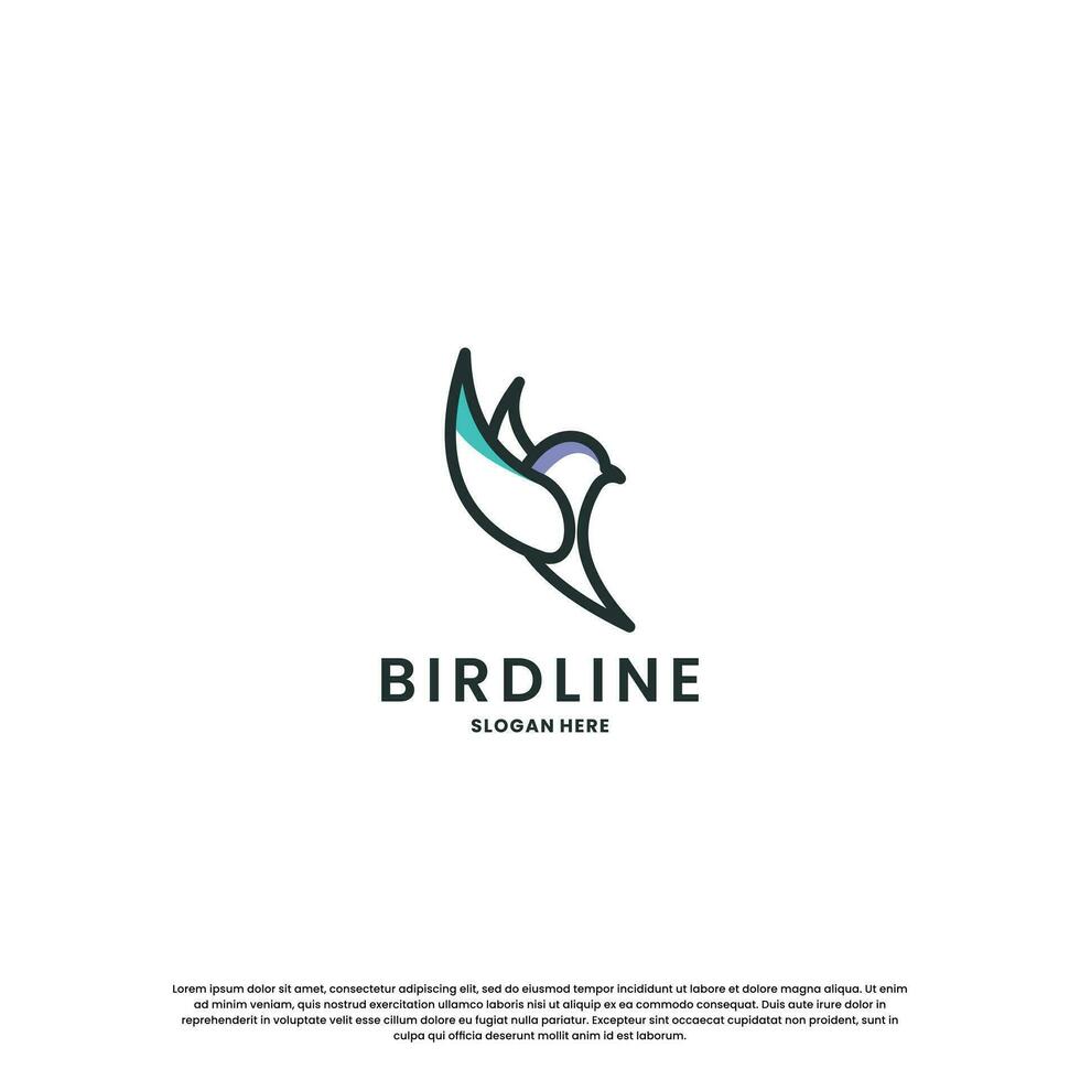 modern bird line logo design. minimalist bird logo template. vector