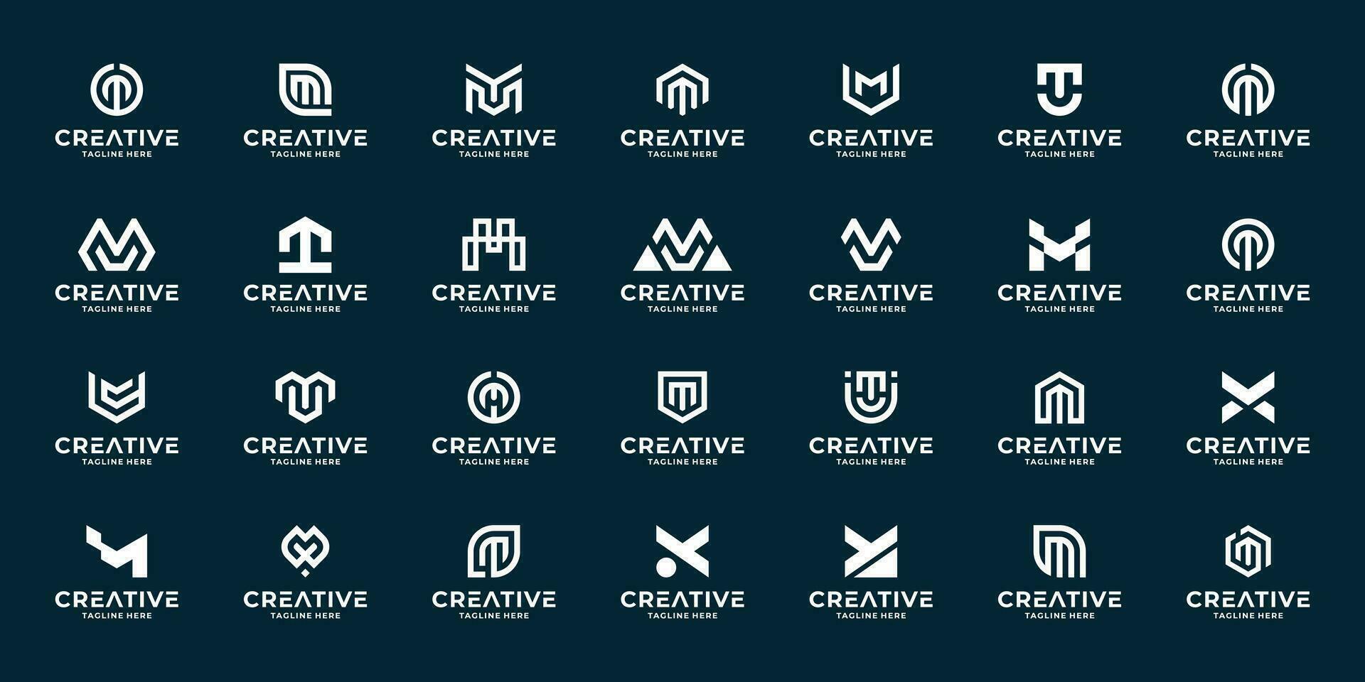 set of initial monogram M logo design. Creative idea initial M logo. vector