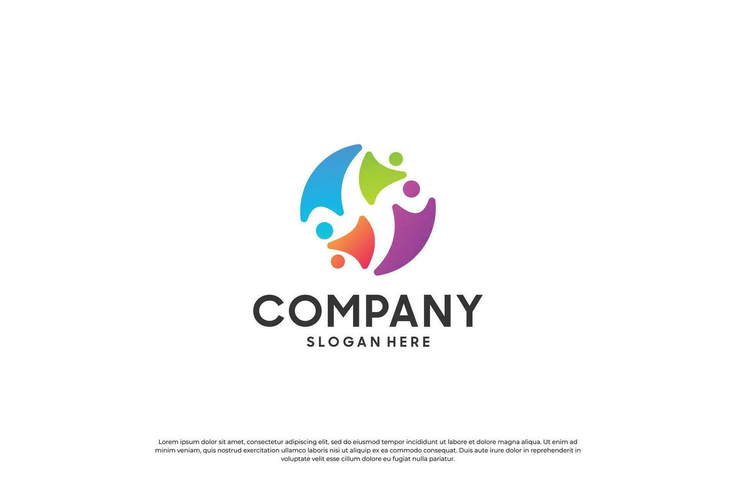 abstract human community logo design. colorful unity concept. vector