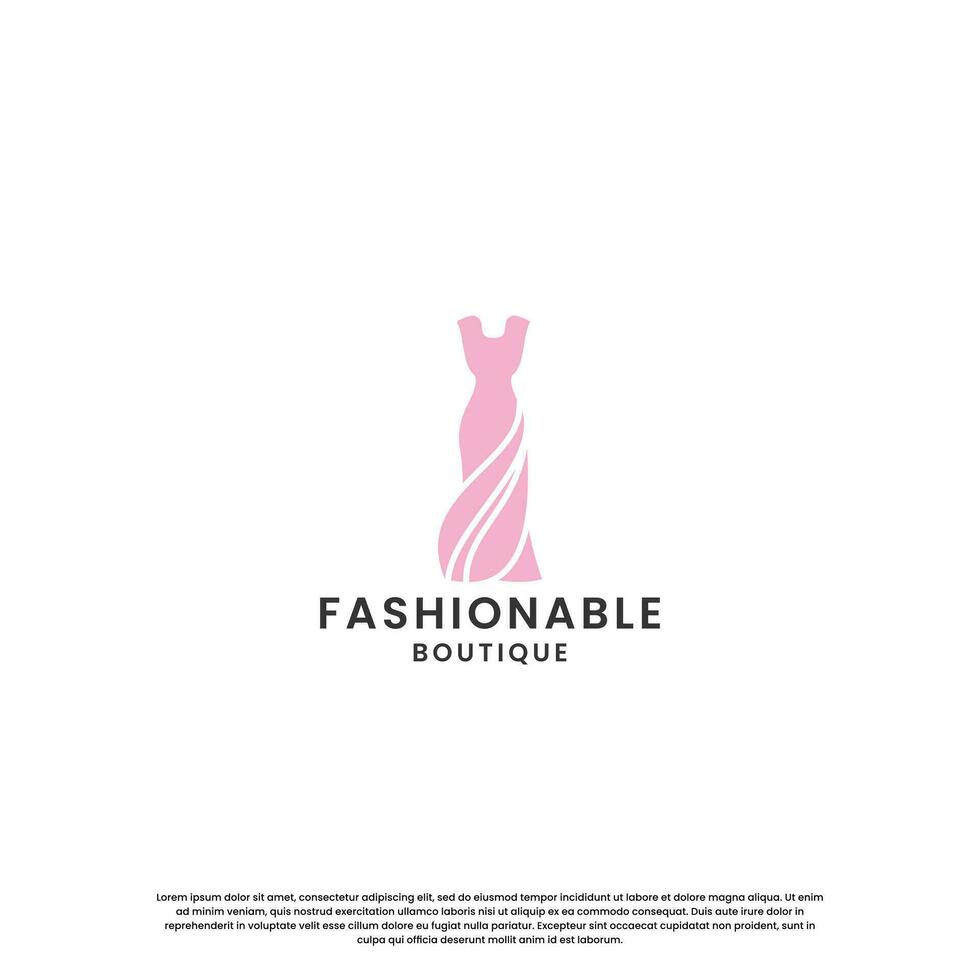 modern dress logo design for fashion, tailor and boutique vector