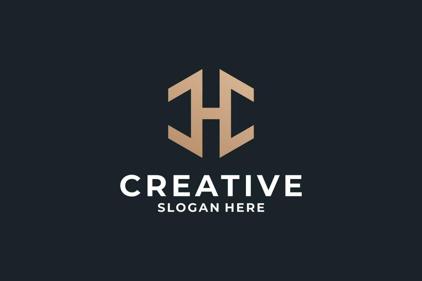 Letter H logo design combine with creative Hexagon shape. vector