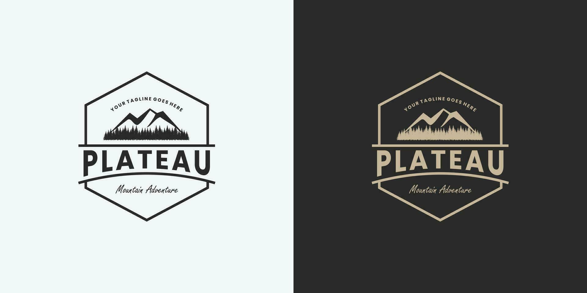 retro mountain, plateau logo design vintage badge vector