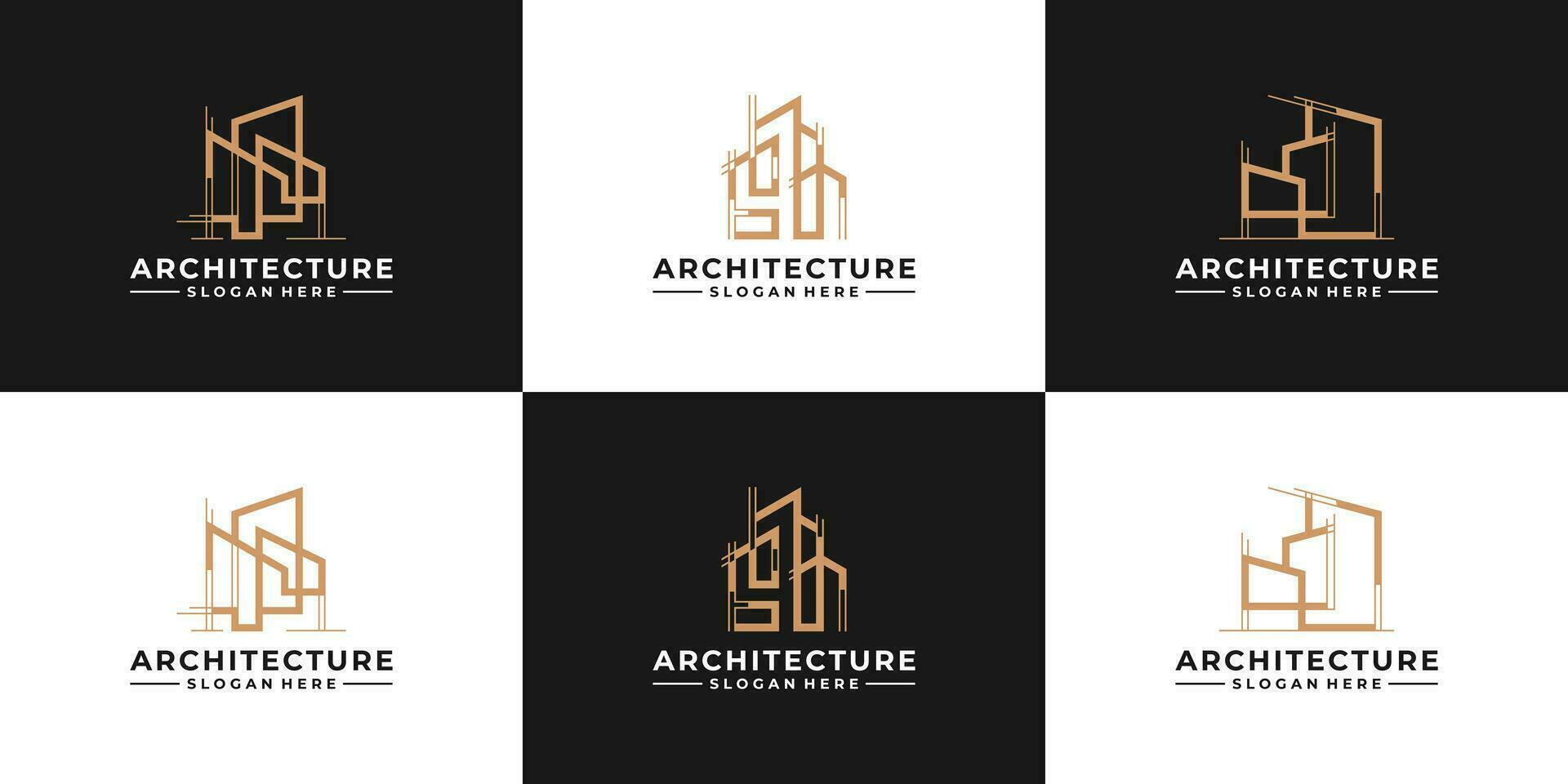 conjunto de resumen edificio construcción logo diseño. vector