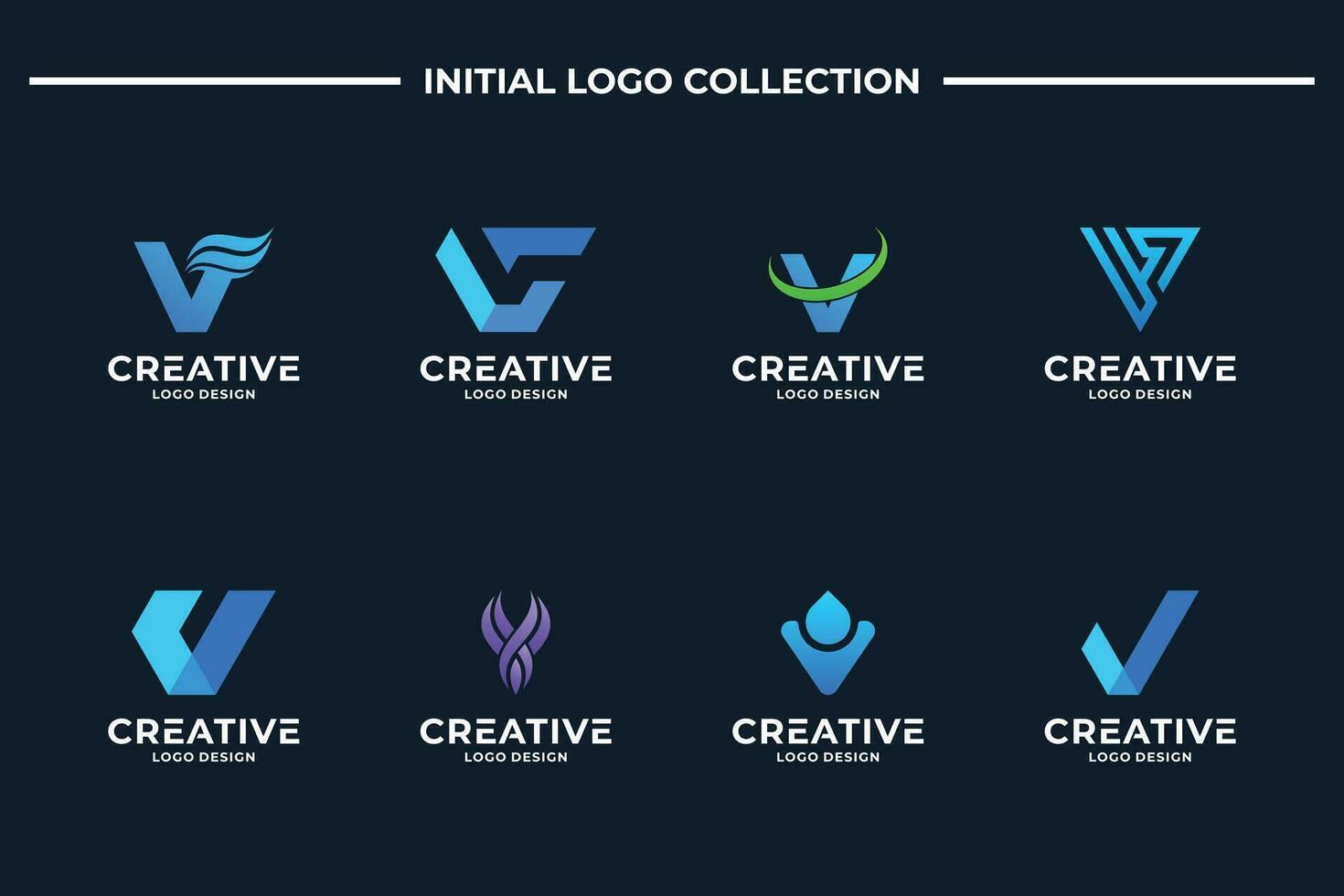 Set Of abstract letter V logo design vector. Letter V collection for Business, Brand, Company. vector