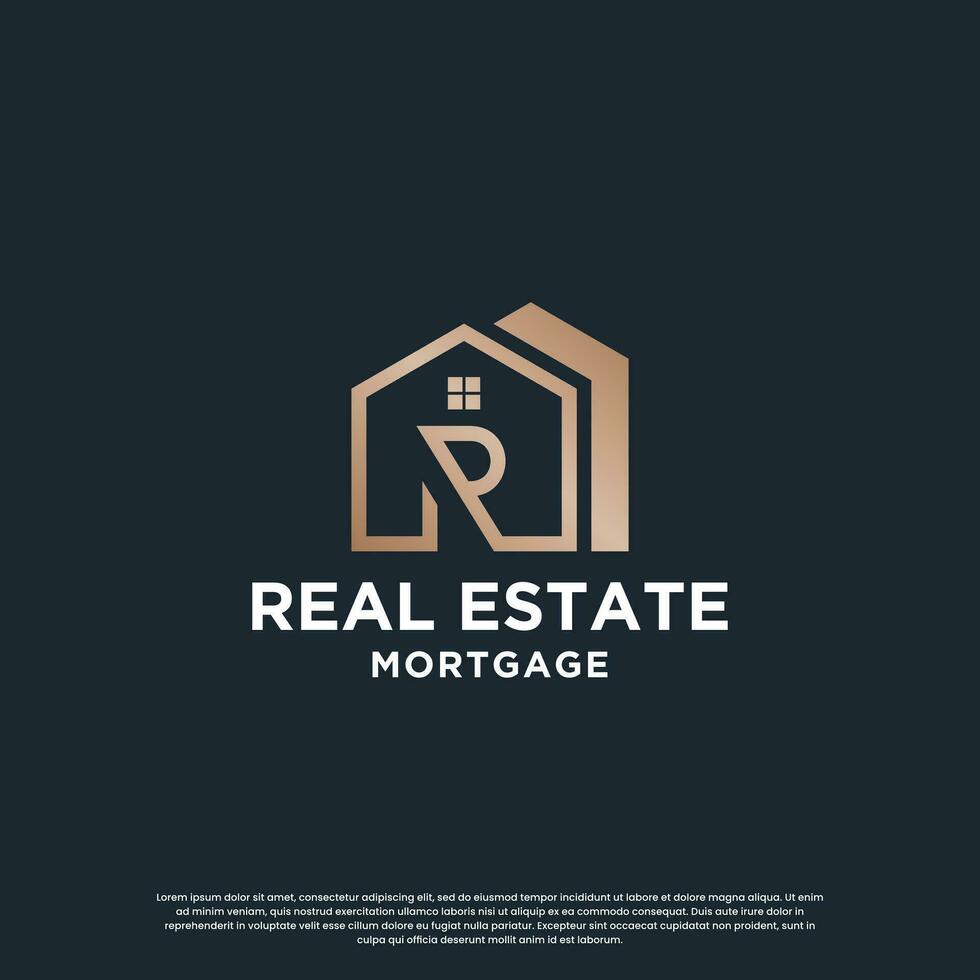 house combine with letter R logo design for your business vector