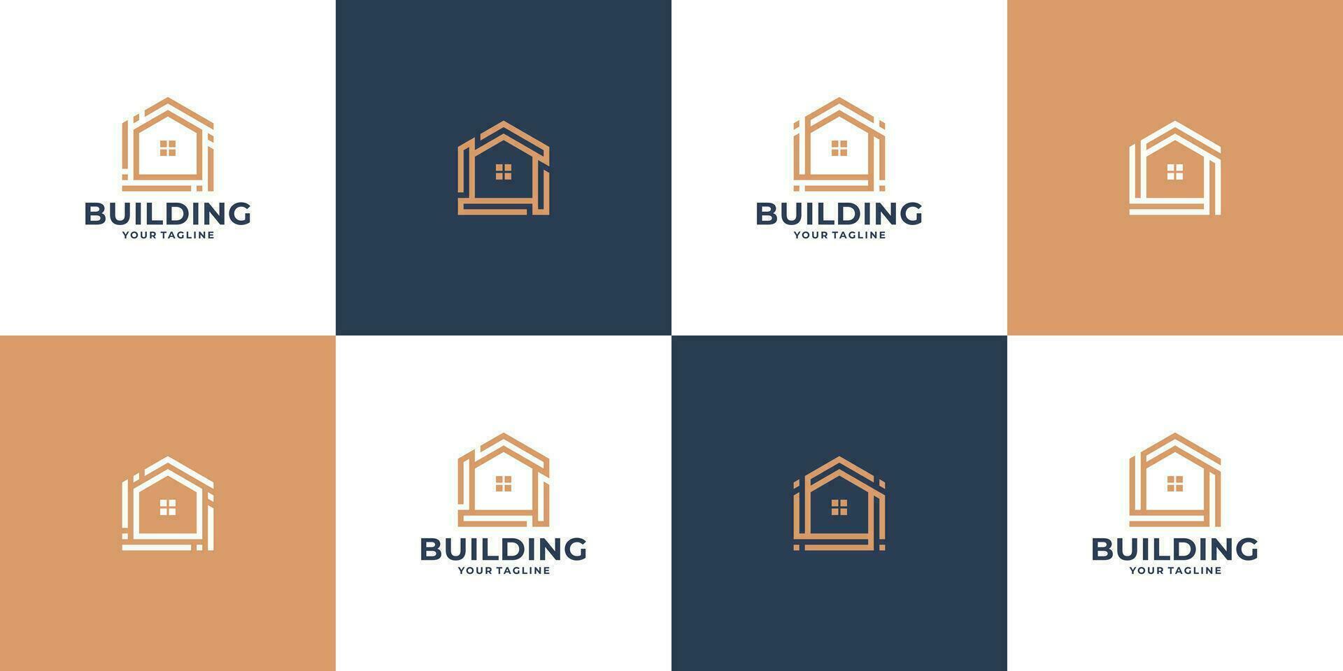 set of creative home line logo design. vector