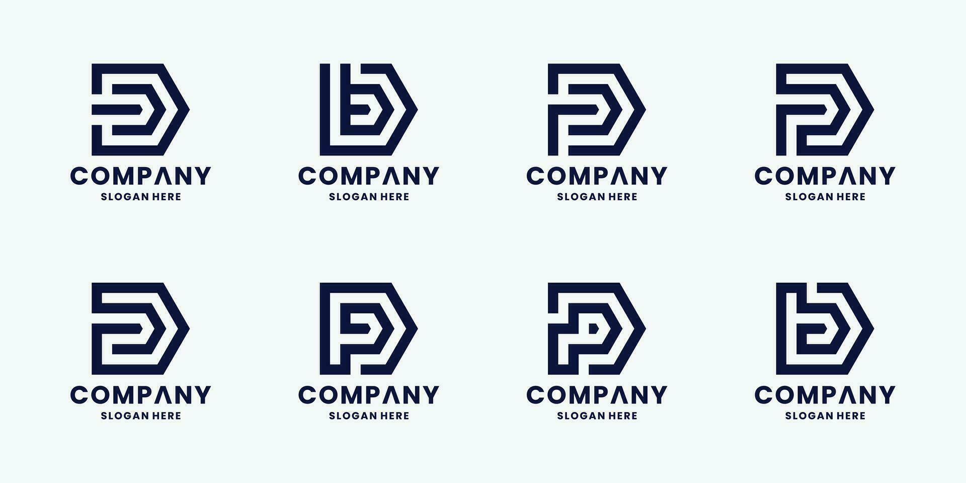 set of monogram letter D B P logo vector collection.