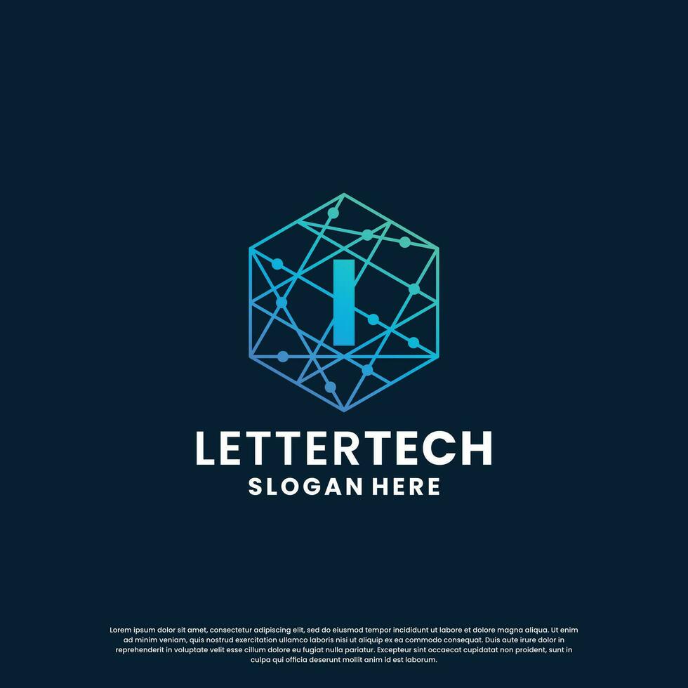 letter I logo design for technology, science and lab business company identity vector