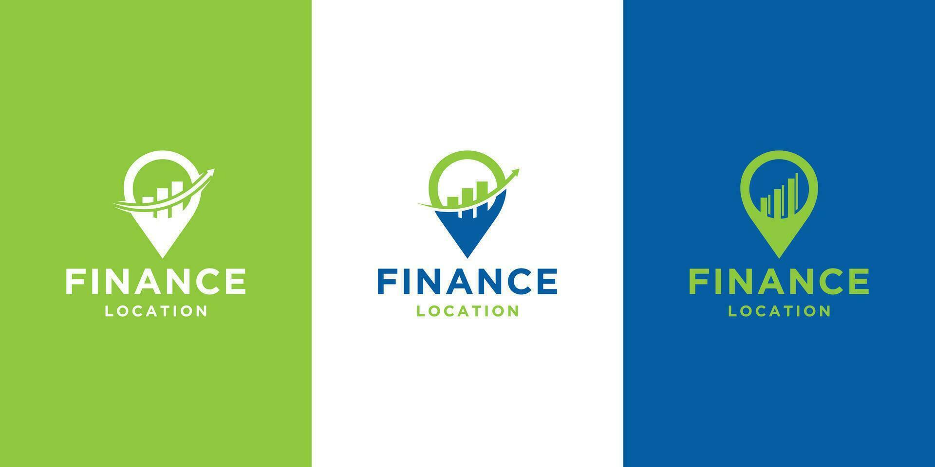 finance location business logo design with statistic and up arrow vector