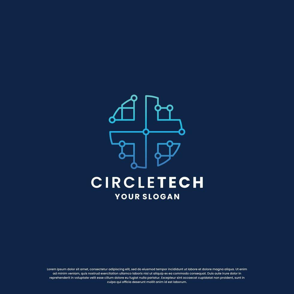 world technology logo design. abstract logo for technology. circle and circuit connection concept vector