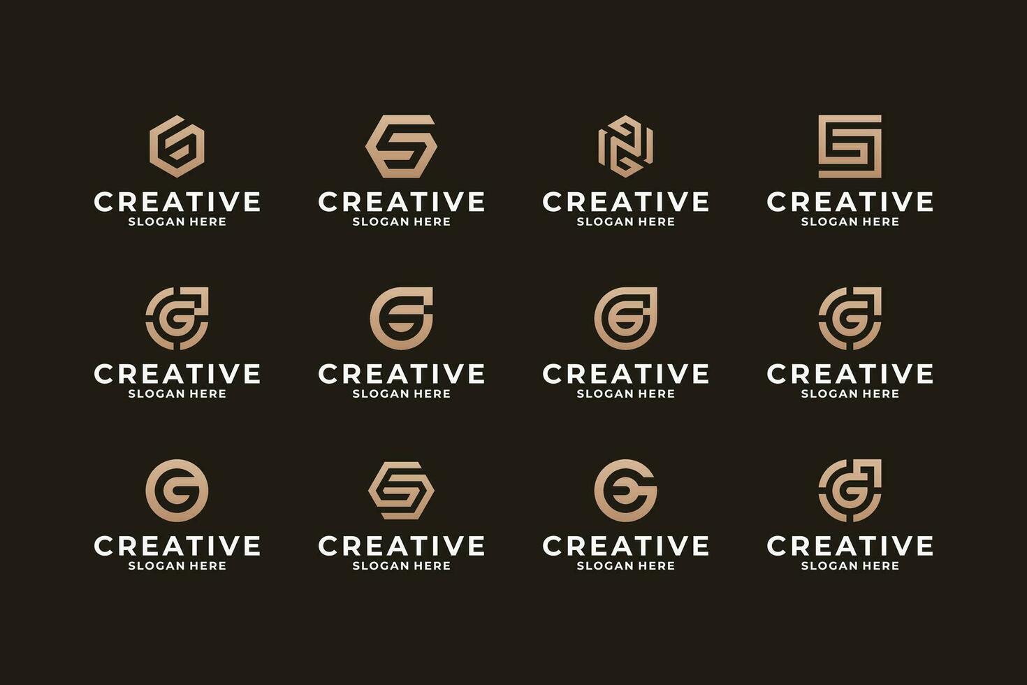 Set of letter G logo design with creative combination. vector