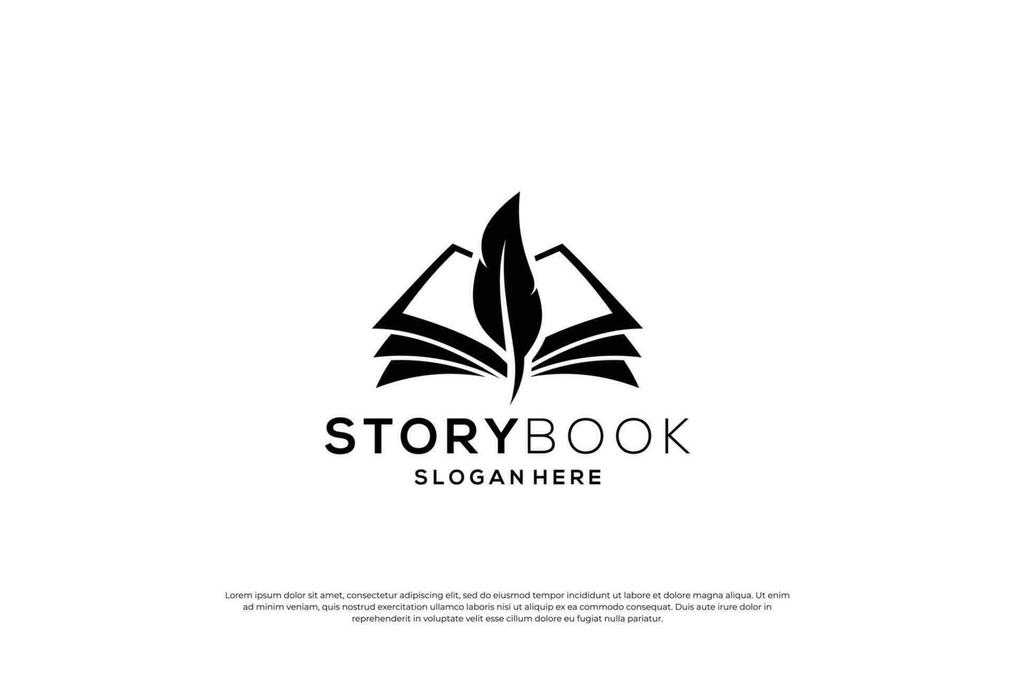 Quill book combination logo design template. vector