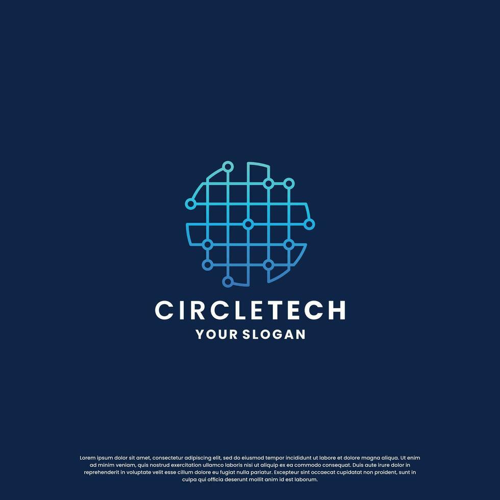 world technology logo design. abstract logo for technology. circle and circuit connection concept vector