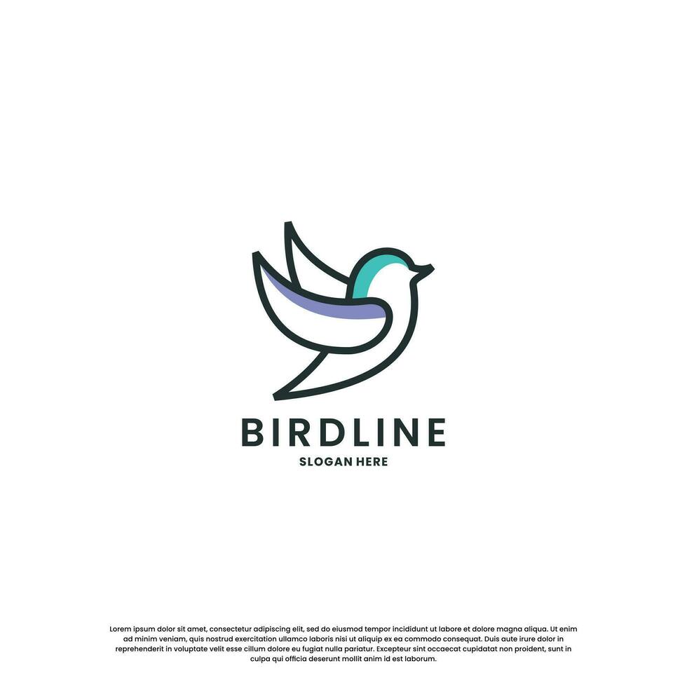 moderno pájaro línea logo diseño. minimalista pájaro logo modelo. vector