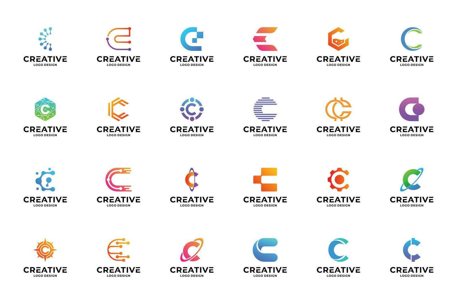 conjunto de colección letra C logo diseño plantillas. resumen inicial letras C símbolo logo vector. vector