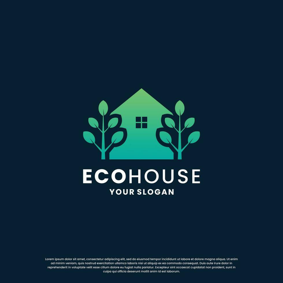 eco house logo design. modern green house logo for your business vector