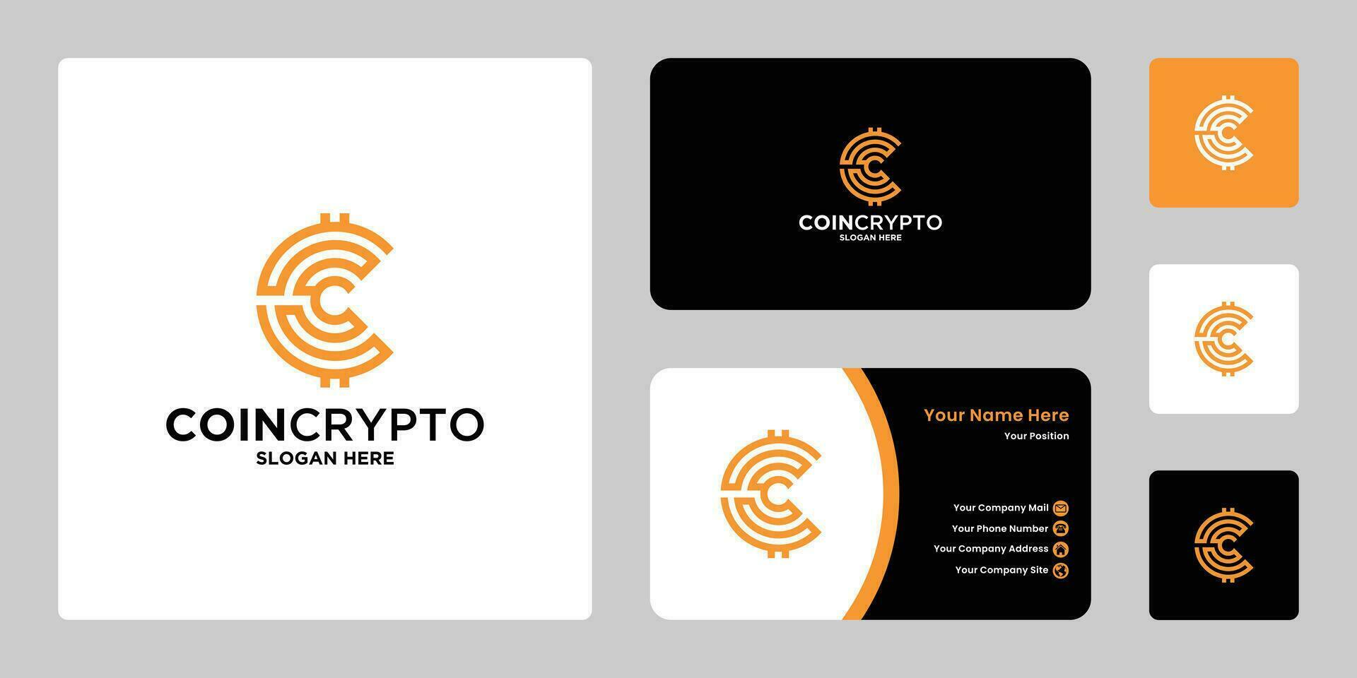 Crypto coin logo template with initial letter c. digital money icon, block chain, financial symbol. vector